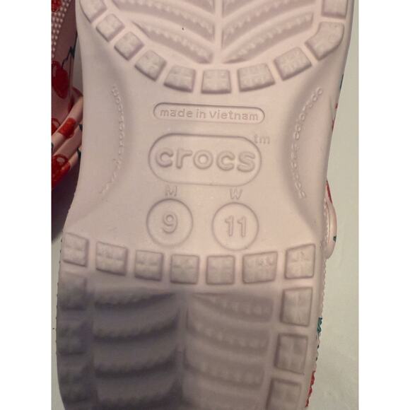 Crocs Classic Fresh Fruits Clog Shoes Womens Size 11 Pink Cherry Graphic Comfort - Picture 10 of 11